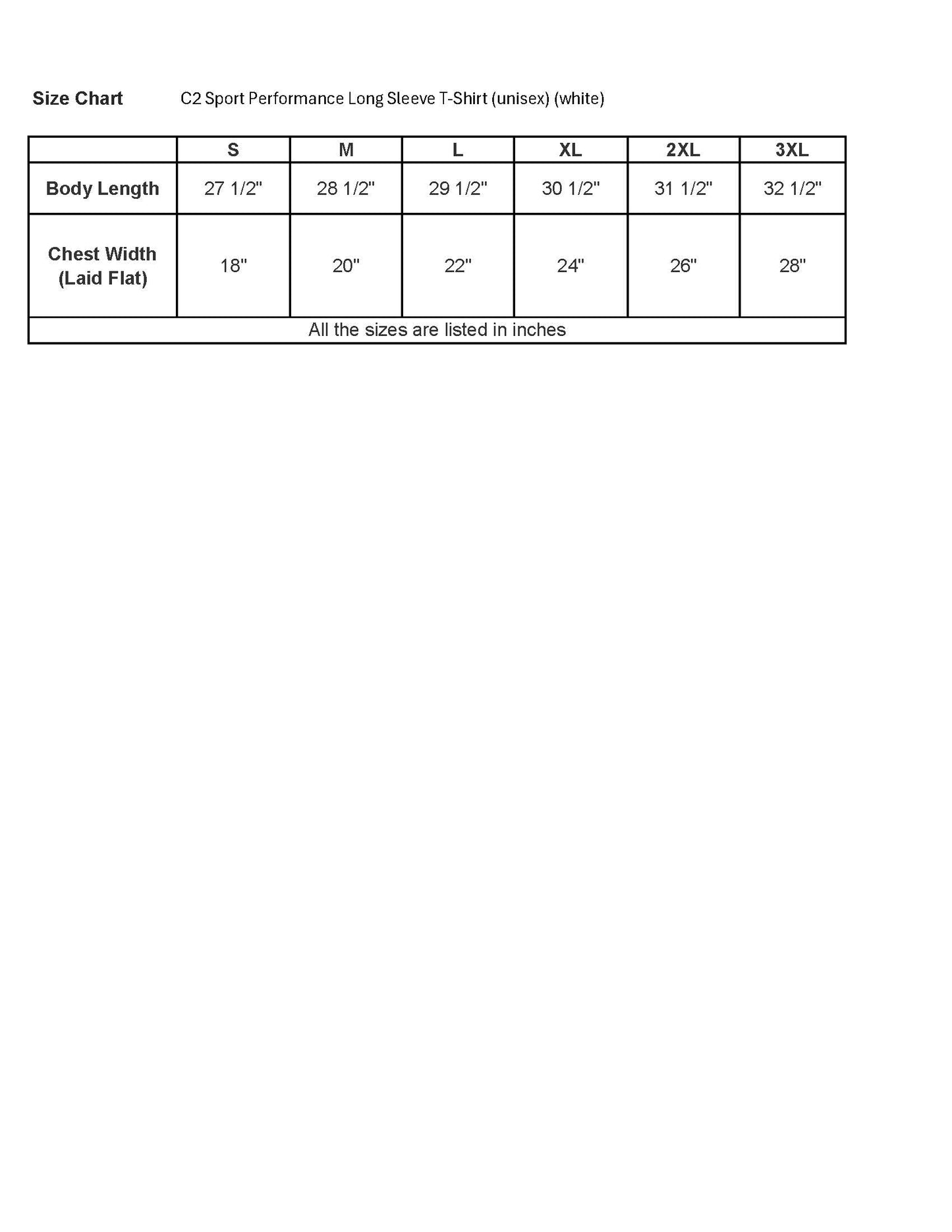 C2 Sport Performance Long Sleeve T-Shirt (unisex) (white) (Copy)